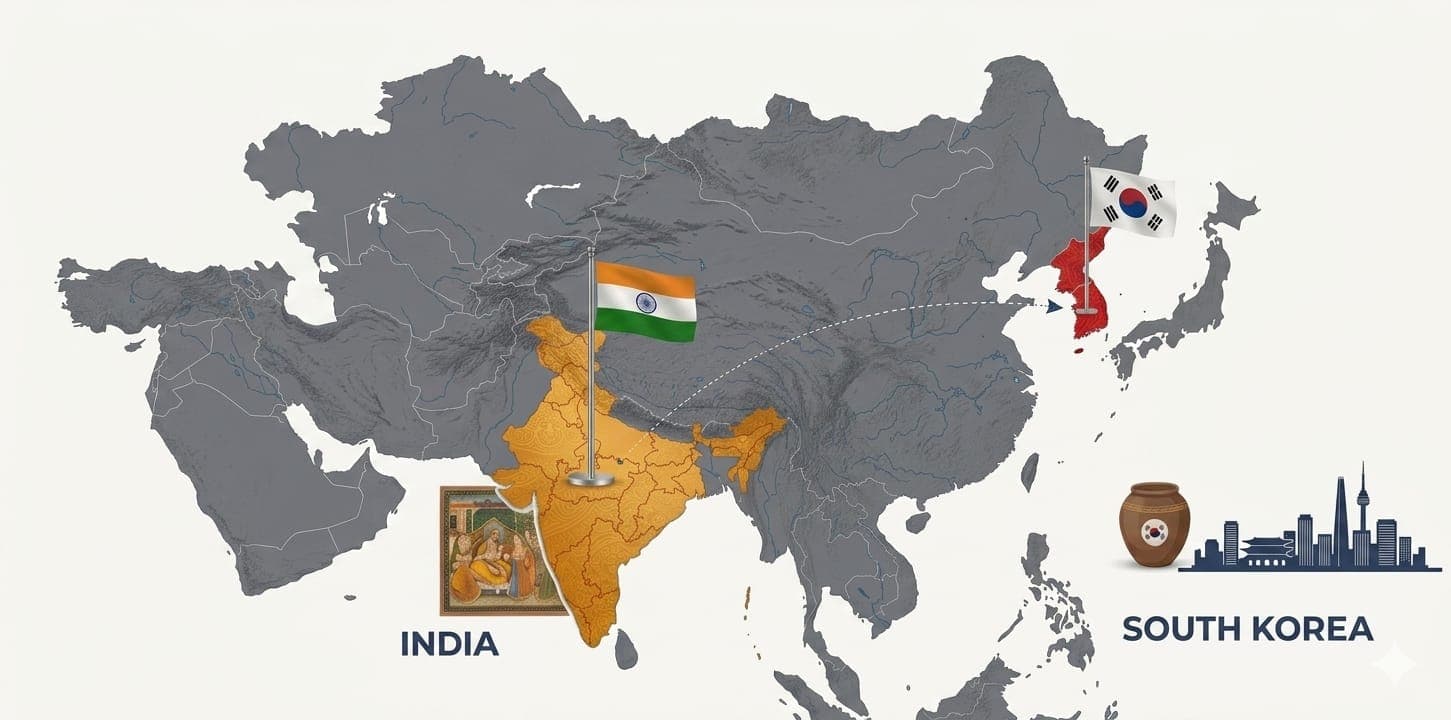 Route between India and South Korea